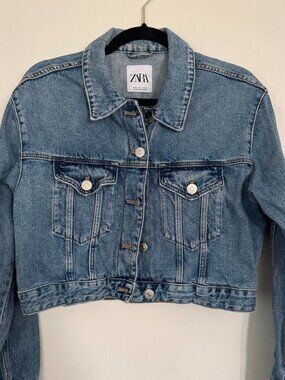 Cropped Zara Blue Jean Denim Jacket